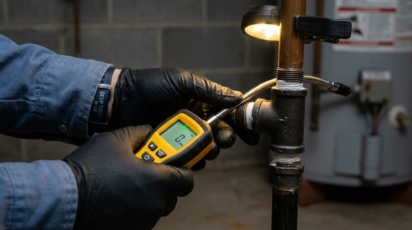 Gas leak detection with electronic sniffer by Johns Plumbing LLC in Whiteland