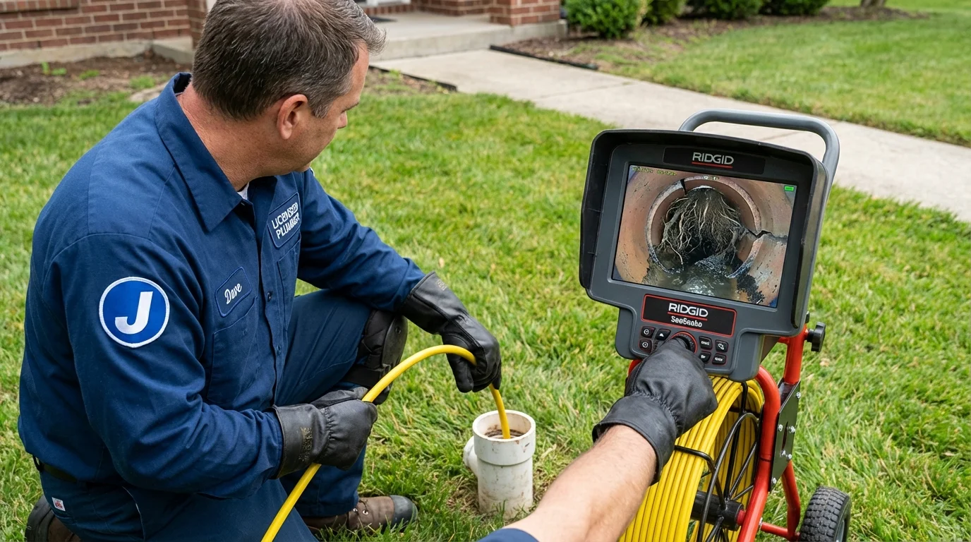 Sewer camera inspection being performed by Johns Plumbing LLC in Whiteland